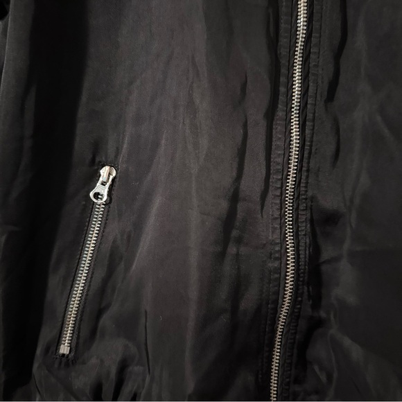 Women’s Lush Black Bomber Jacket with Silver Zippers Medium - Picture 6 of 14